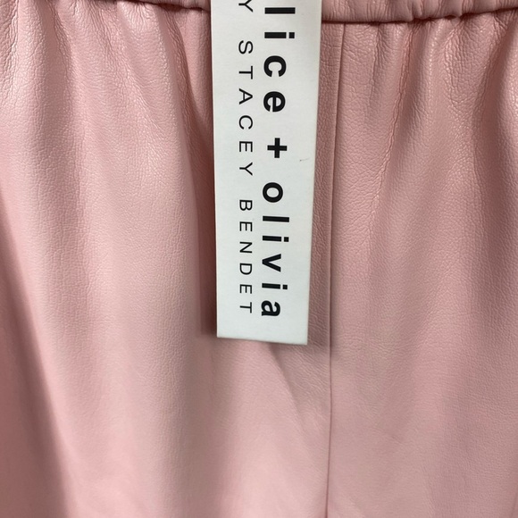 Alice + Olivia Pants Joggers Faux Leather Pink Pull On, Pockets XS Extra Small - Picture 2 of 7